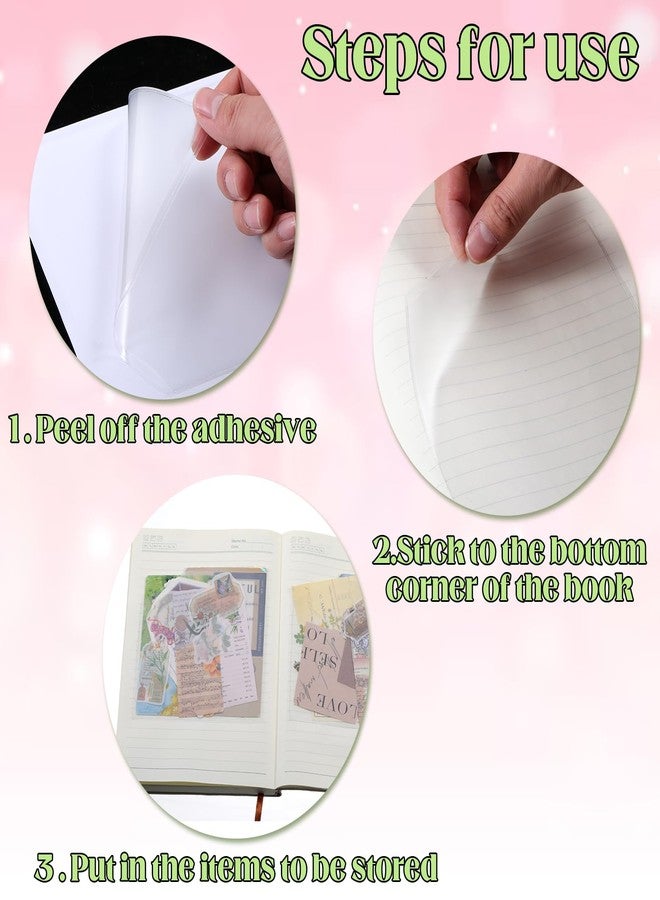 Psyqtsuary 8 Pcs Adhesive Clear Corner Pockets 6 x 6 Inch Sticky Pockets for Planners Self Sticky Pockets Index Card Pockets for Notebooks, Folders, Planner Accessories, Home Office School - Image 4