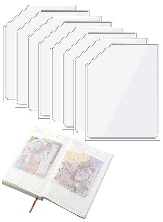 Psyqtsuary 8 Pcs Adhesive Clear Corner Pockets 6 x 6 Inch Sticky Pockets for Planners Self Sticky Pockets Index Card Pockets for Notebooks, Folders, Planner Accessories, Home Office School - Image 1