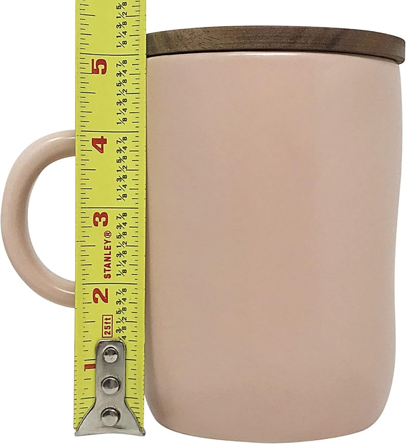 Rae Dunn Ceramic Hot CocoaCoffeeTea Mug With Wood LidCoaster 16 oz Faith Before FearPink - Image 2