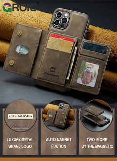 GROIC iPhone 15 Pro 2 in 1 Clutch Wallet, Vintage Slim Leather Case Magnetic Detachable Tri-Fold Wallet, iPhone 15 Pro 6.1" Leather Case with Card Holder Pocket Slim Case  - Image 2