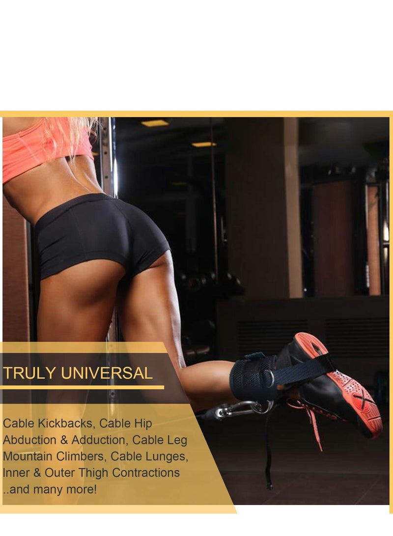 Excefore Ankle Straps for Cable Machines, Strong Hook and Loop, Reinforced Double D-Ring, Adjustable Comfort fit Neoprene Premium Cuffs to Enhance Abs, Glute Leg Workouts  - Image 4