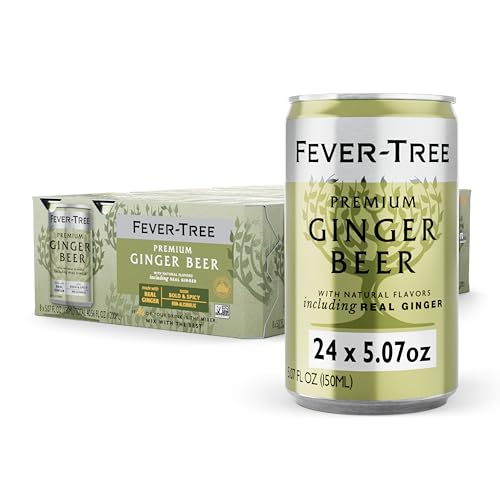 Fever Tree Ginger Beer - Premium Quality Mixer - Refreshing Beverage for Cocktails & Mocktails. Naturally Sourced Ingredients, No Artificial Sweeteners or Colors - 150 ML Cans - Pack of 24 - Image 1