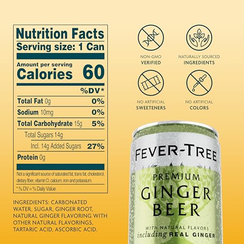 Fever Tree Ginger Beer - Premium Quality Mixer - Refreshing Beverage for Cocktails & Mocktails. Naturally Sourced Ingredients, No Artificial Sweeteners or Colors - 150 ML Cans - Pack of 24 - Image 2