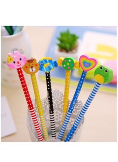 Y&D Pack of 20 Colorful 7.28 Inch Length Random Cartoon Eraser Pencils Cute for Office School Supplies Students Children Gift  - Image 5
