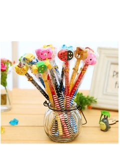 Y&D Pack of 20 Colorful 7.28 Inch Length Random Cartoon Eraser Pencils Cute for Office School Supplies Students Children Gift  - Image 3
