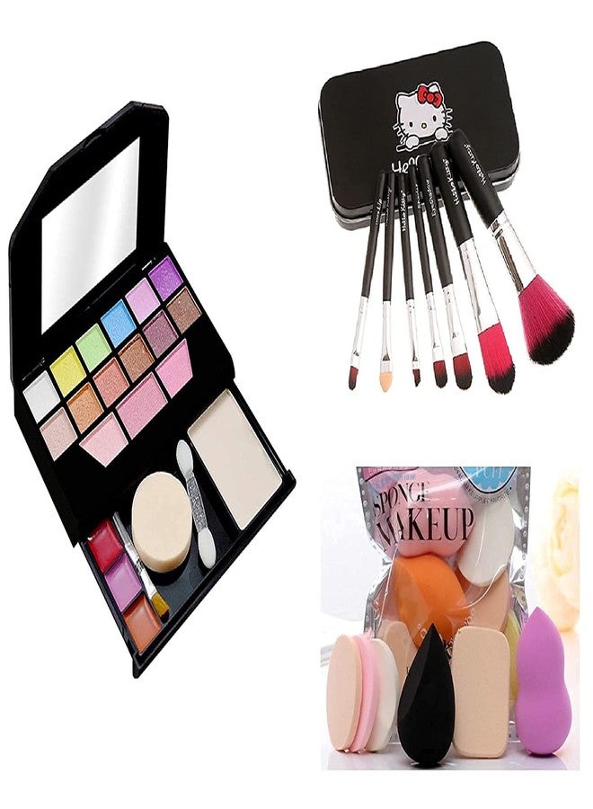 داتناسياد مجموعة مكياج داتناساياد للأزياء للبنات + فرش مكياج فاخرة + إسفنجات مكياج إنستا بيوتي، (فرش سوداء + 5024) - Image 1