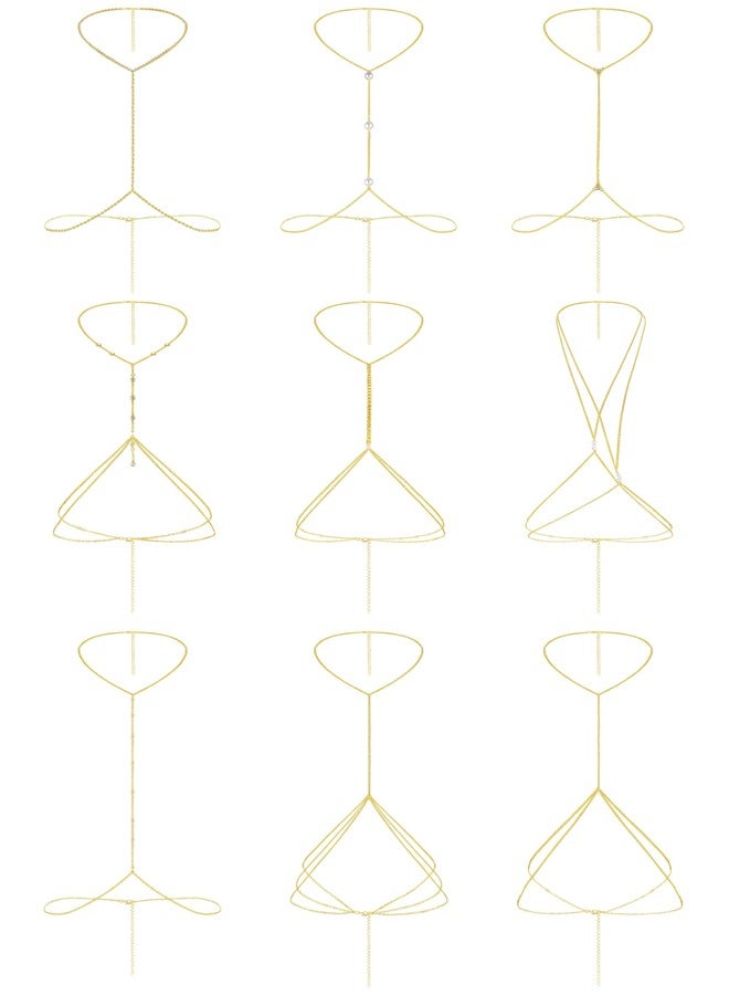 NICEIGHT 9PCS Body Chains for Women Layered Bra Bikini Waist Belly Body Chains Rhinestone Sexy Body Jewelry Set for Summer Beach G - Image 2
