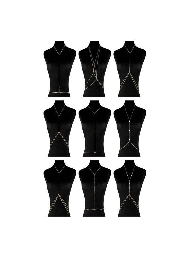 NICEIGHT 9PCS Body Chains for Women Layered Bra Bikini Waist Belly Body Chains Rhinestone Sexy Body Jewelry Set for Summer Beach G - Image 1