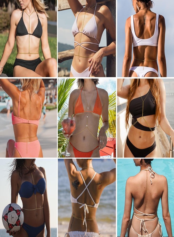 NICEIGHT 9PCS Body Chains for Women Layered Bra Bikini Waist Belly Body Chains Rhinestone Sexy Body Jewelry Set for Summer Beach G - Image 5
