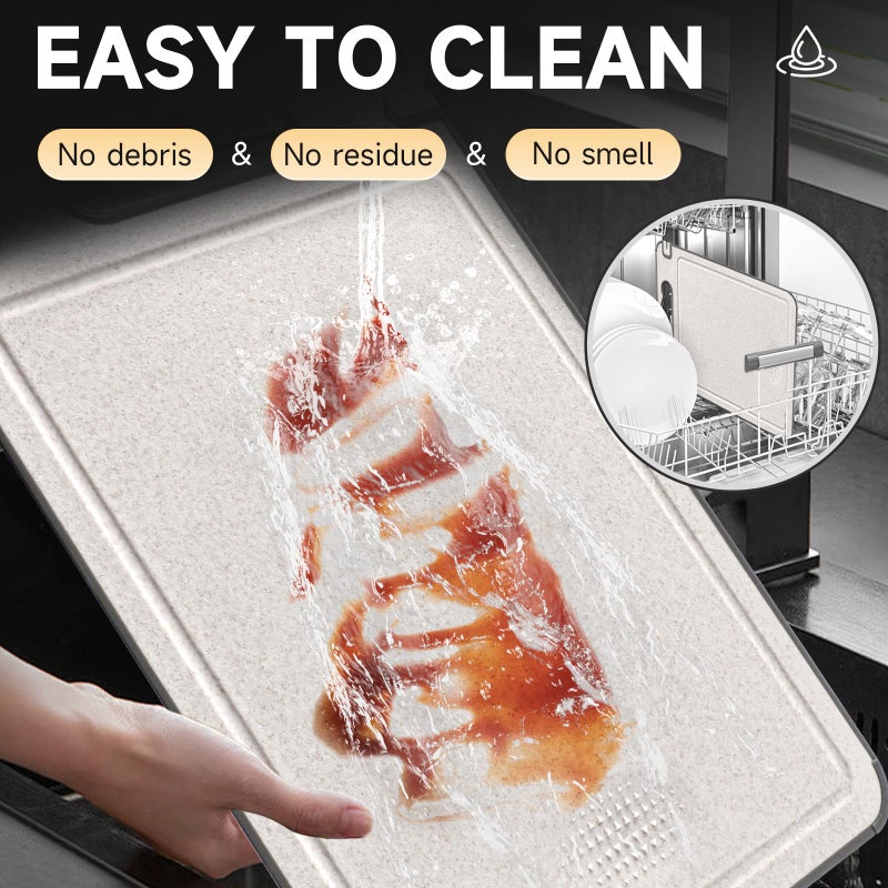 IGOYE Titanium Cutting Board, Double Sided Chopping Board for Kitchen, Non Toxic Non Slip Cutting Board 14.37"*9.84", Food-Grade, Dishwasher Safe (1PCS of Pack,1 side Titanium Other side Wheat Straw PP) - Image 5