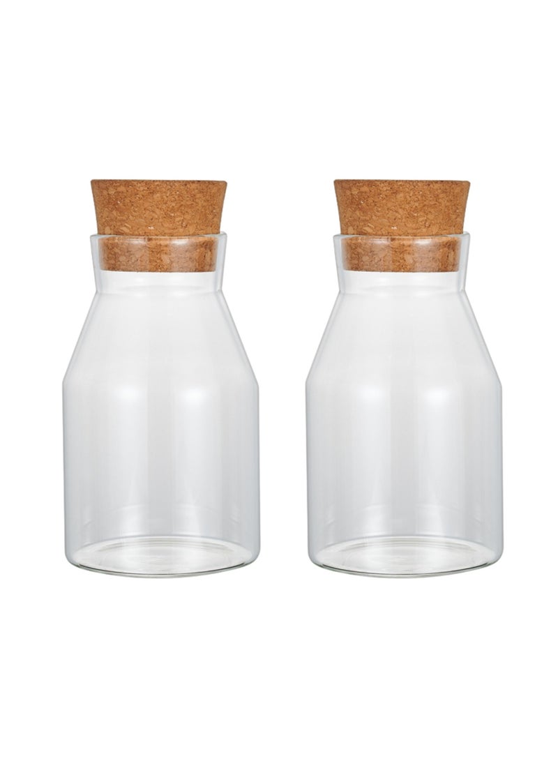 GoldenLike Glass Storage Canister, Food Storage Jar Glass Storage Containers with Cork BPA-Free Nut Storage Tank Airtight Container Kitchen Jars for Cereal Sugar Pasta Coffee Beans, 600ml, 2 Packs - Image 1