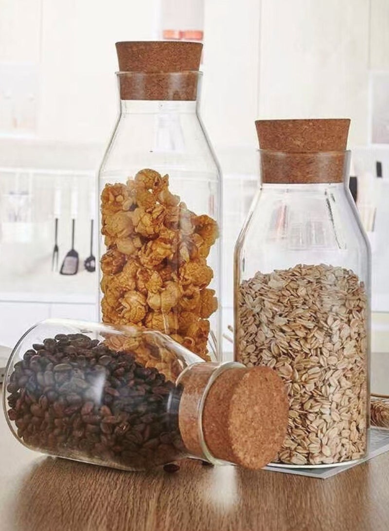 GoldenLike Glass Storage Canister, Food Storage Jar Glass Storage Containers with Cork BPA-Free Nut Storage Tank Airtight Container Kitchen Jars for Cereal Sugar Pasta Coffee Beans, 600ml, 2 Packs - Image 2