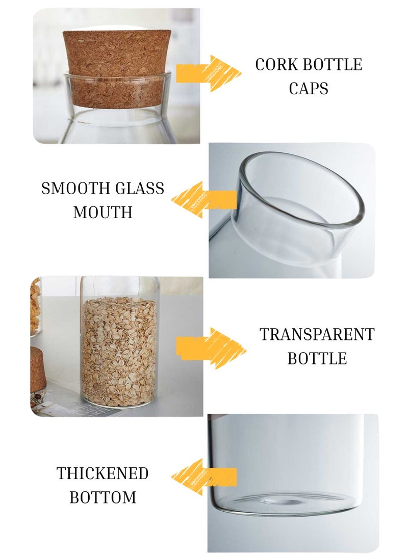 GoldenLike Glass Storage Canister, Food Storage Jar Glass Storage Containers with Cork BPA-Free Nut Storage Tank Airtight Container Kitchen Jars for Cereal Sugar Pasta Coffee Beans, 600ml, 2 Packs - Image 5