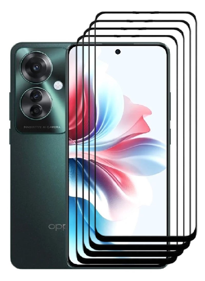 AINA 4 Pieces Tempered Glass Screen Protector 5D Designed For Oppo Reno11 F Full Glue Edge to Edge Full Screen Coverage And Bubble Free - Image 1