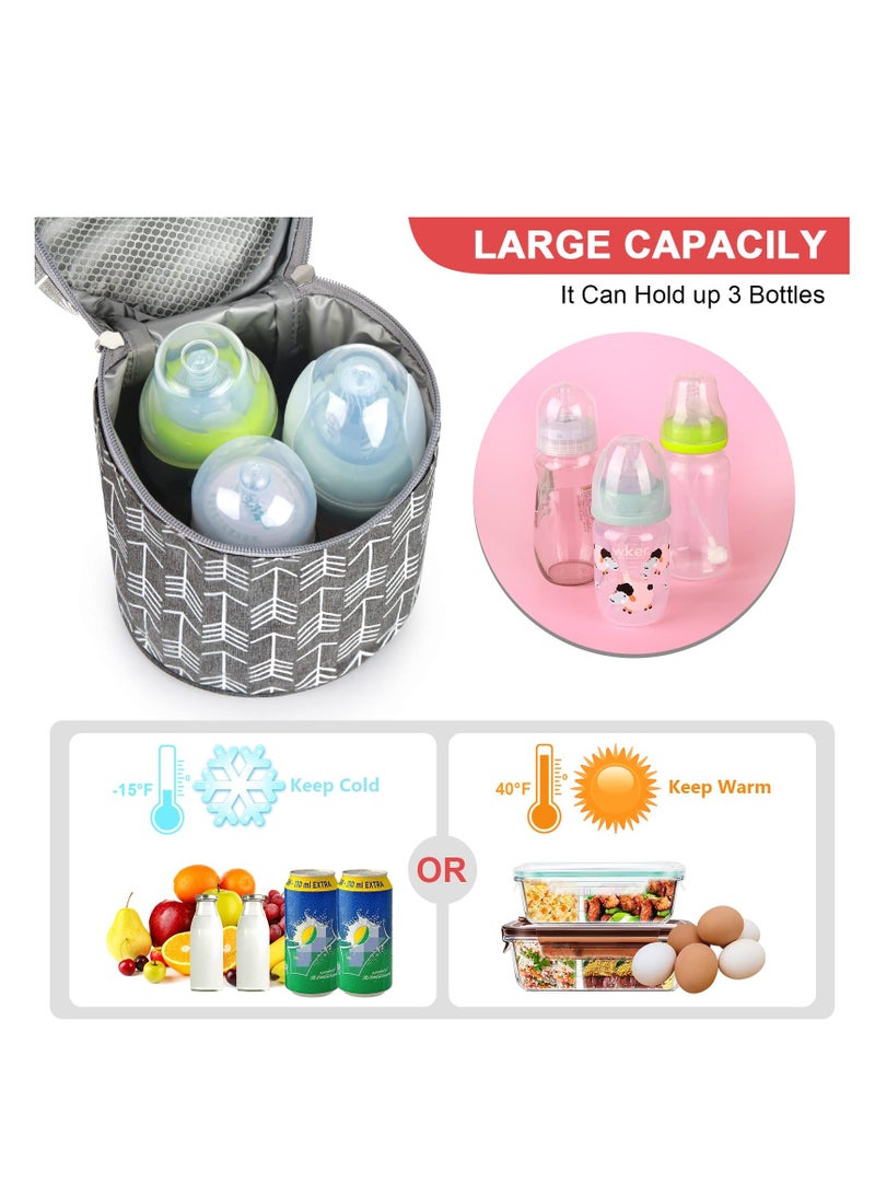 KASTWAVE Bottle Bag Breastmilk Cooler Bag Travel, Insulated Baby Bottle Cooler Tote Bags, Baby Bottle Bag with Shoulder Strap for Nursing Mom Daycare, Cream, dark gray  - Image 4