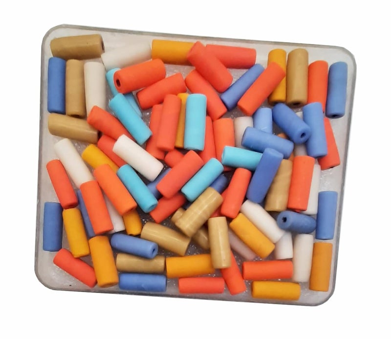 eshoppee eshoppee 200 gm, Size- 21 mm Cylinder Shape Glass Pipe Beads for Jewellery Making kit Art and Crafts Materials for Necklace Bracelet Earring Making Materials DIY kit  - Image 1