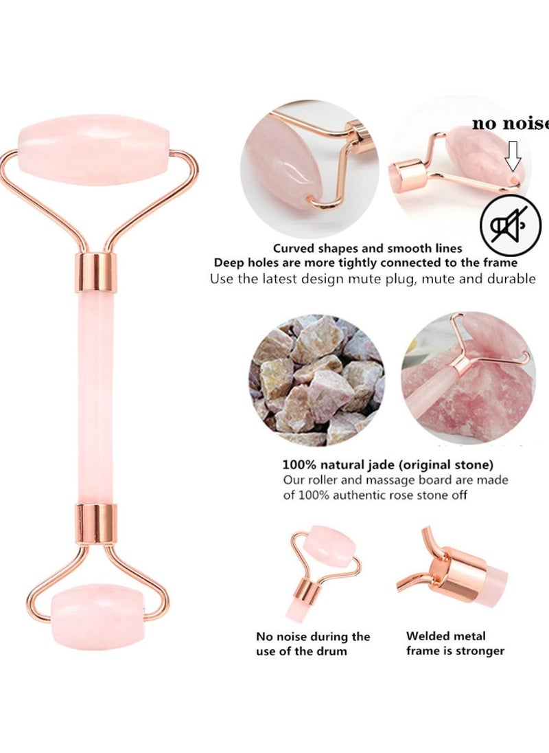 Jade Roller Natural Rose Set Facial Body Massager Roller Jade Stone Massage Set Face Massage Tools