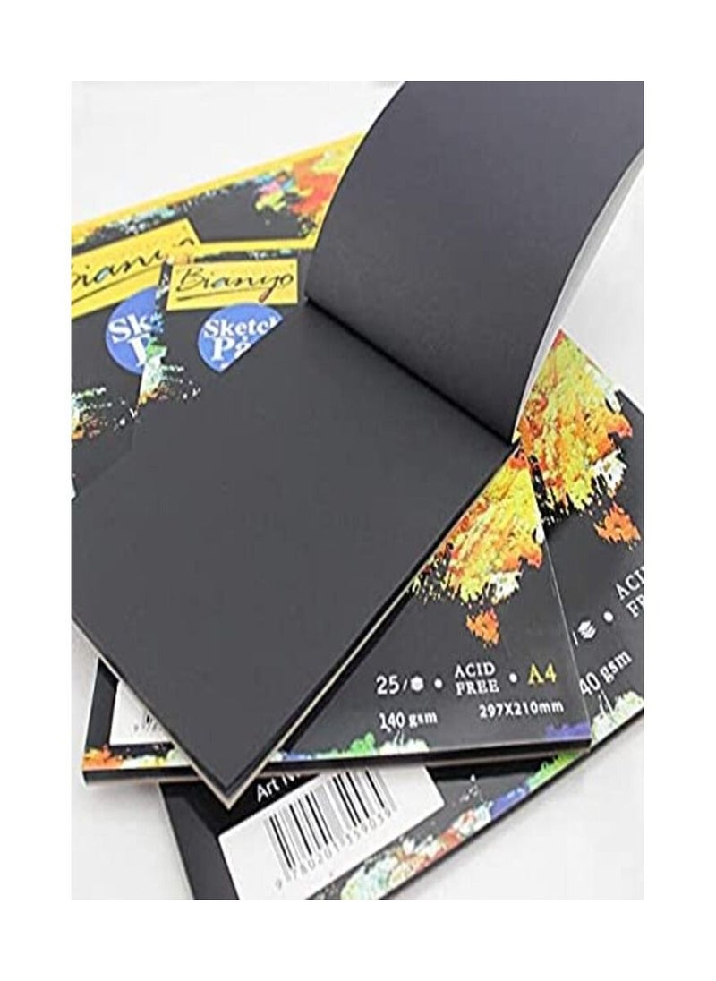 Bianyo - A4 BLACK SKETCH BOOK DIARY FOR DRAWING 25 Sheet - Image 1