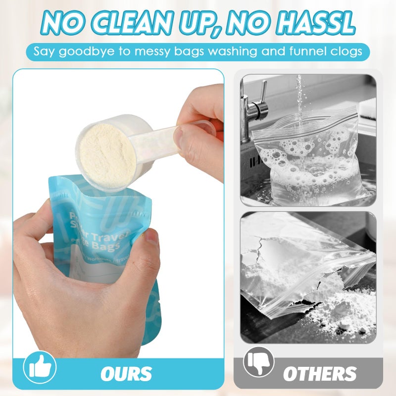 Eunoir Protein Powder Travel Container Bags, 60Pcs Leakproof Bottle-Shaped Disposable Powder Travel Storage Bags for Gym, Workouts, Outdoor | Mess-Free Supplement Storage Solution (60) - Image 4