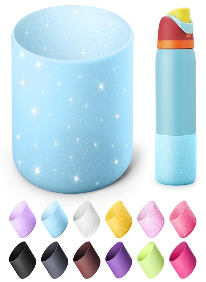 Diumepo Silicone Boot for 32 oz Owala Water Bottles, Anti-Slip Protective Sleeve for Owala Twist & FreeSip & Flip Insulated Water Bottle, Boot Bottom Base for Owala (Glitter Blue) - Image 1