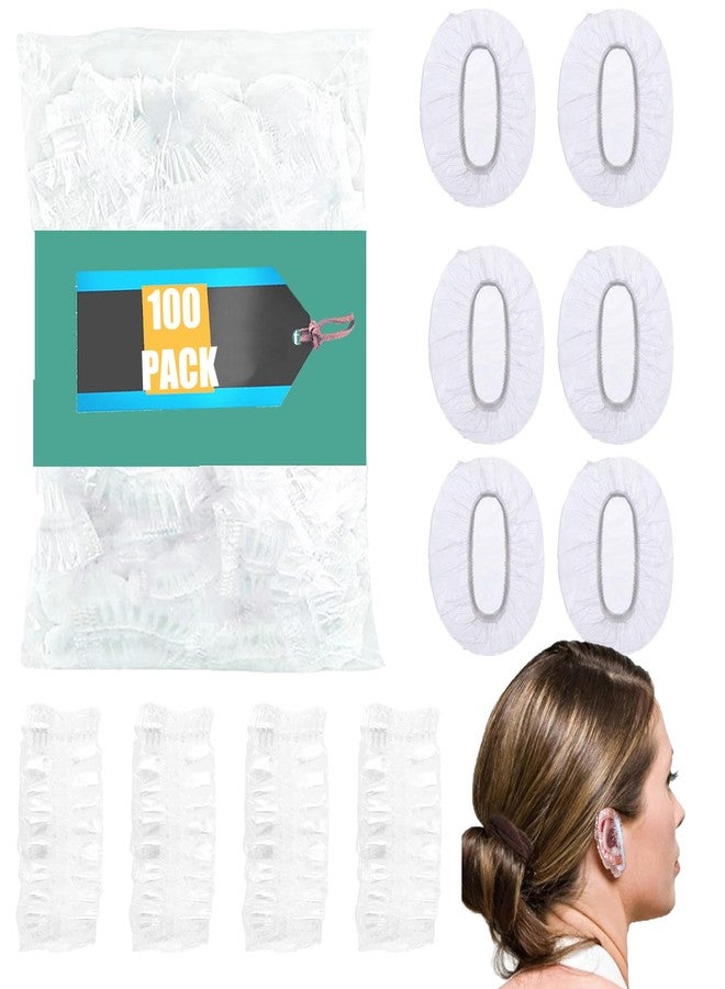 AURAADORN 100pcs Disposable Ear Covers，Elastic Clear Waterproof Plastic for Hair Dye, Bathing, Travel, Daily Use (100) - Image 1