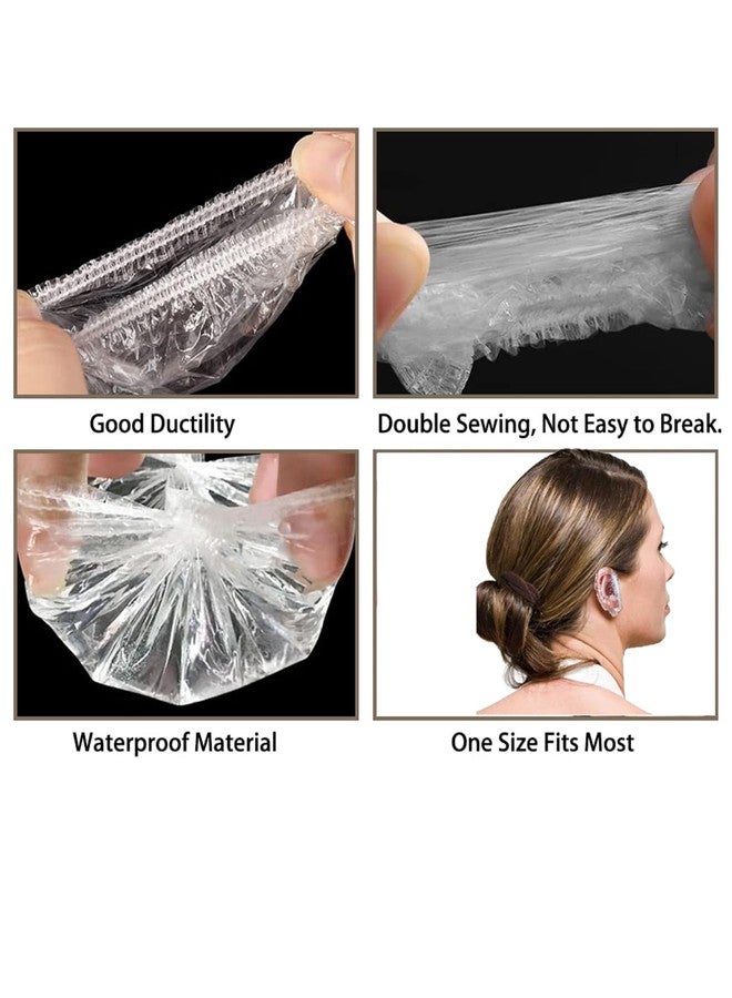 AURAADORN 100pcs Disposable Ear Covers，Elastic Clear Waterproof Plastic for Hair Dye, Bathing, Travel, Daily Use (100) - Image 4
