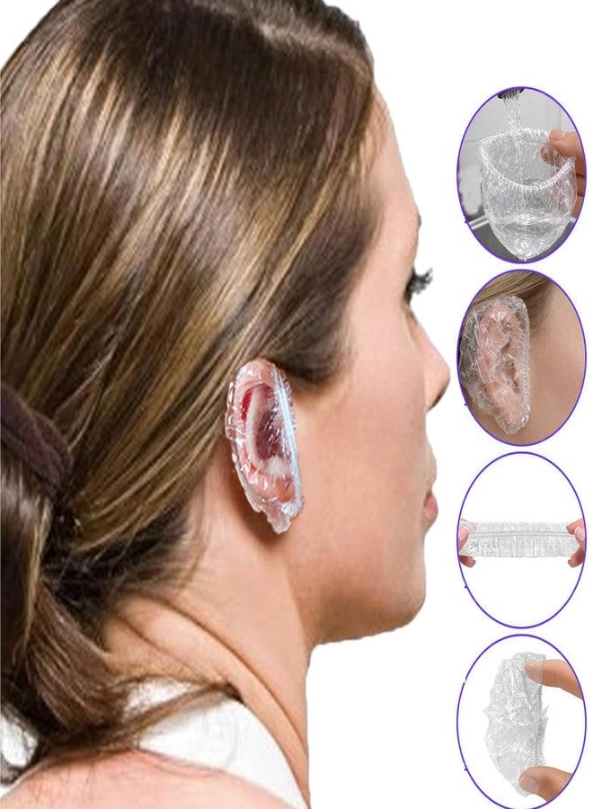 AURAADORN 100pcs Disposable Ear Covers，Elastic Clear Waterproof Plastic for Hair Dye, Bathing, Travel, Daily Use (100) - Image 2