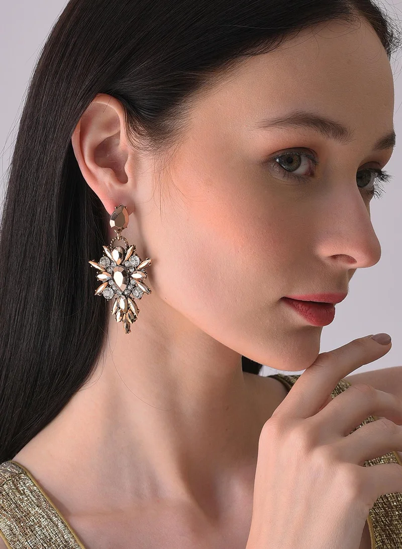 SOHI Brown Contemporary Designer Stone Drop Earrings