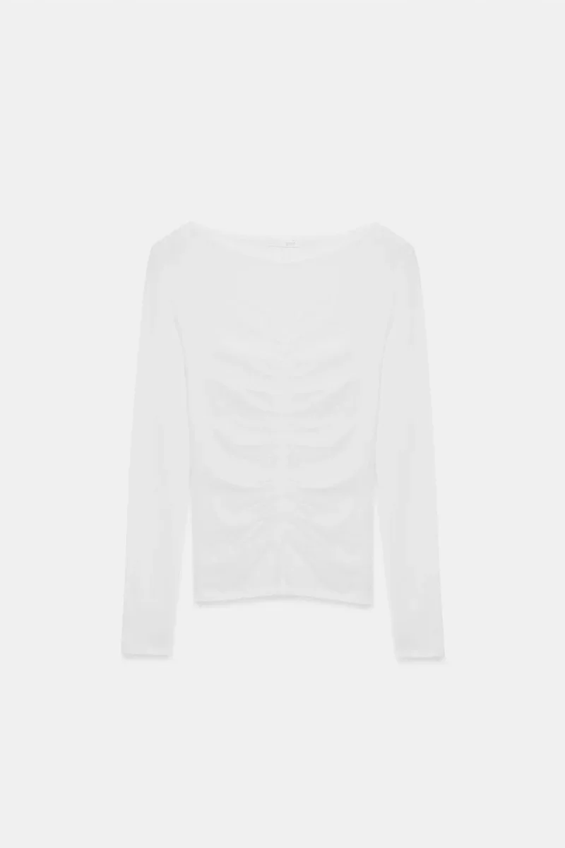 Dilvin White DILVIN Slim Fit Boat Neck Long Sleeve Blouse for Women | Best Price UAE