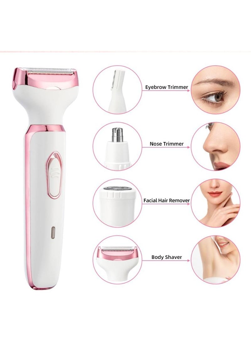 Generic 4-in-1 Rechargeable Electric Razor for Women, Painless Hair Remover for Face Body Leg Bikini and Underarm (Pink) - Image 3