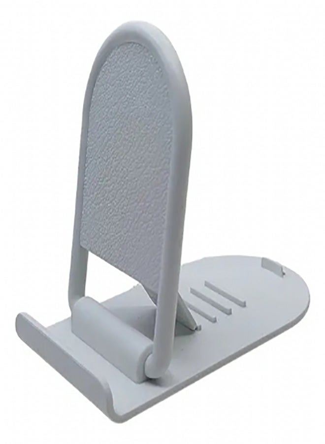 Mini Desktop Cell Phone Holder, 4-Level Adjustable, Creative Foldable Design With Card Clip, Plastic Cell Phone Stand - White - Image 1