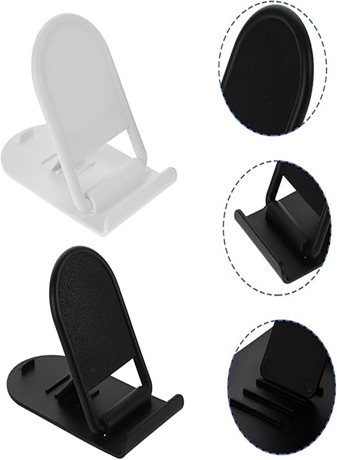 Mini Desktop Cell Phone Holder, 4-Level Adjustable, Creative Foldable Design With Card Clip, Plastic Cell Phone Stand - White - Image 3