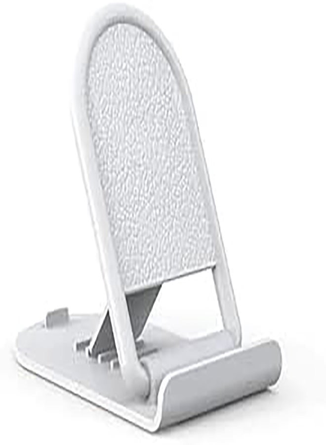 Mini Desktop Cell Phone Holder, 4-Level Adjustable, Creative Foldable Design With Card Clip, Plastic Cell Phone Stand - White - Image 2