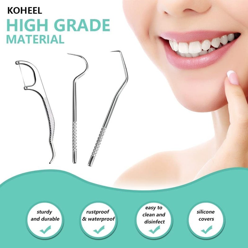 doville7 in 1 Teeth Braces Cleaner Kit, Dental Floss Toothpicks Set with Case, Portable Dental Floss Picks for Teeth Cleaner, Stainless Steel Tooth Cleaning Stick for Clean Teeth & Fresh Breath - Image 2