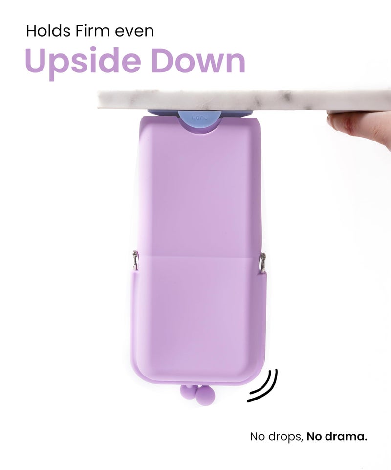 APT 1101 Makeup Brush Holder Travel Cosmetic Bag with Suction Base, Portable Cosmetic Organizer for Travel & Home, Organizer for Brushes, Beauty Tools & Accessories (Lavender) - Image 2