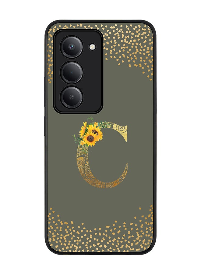 Stylizedd For Xiaomi Redmi 15 5G Case,Slim fit Camera Protection, Shockproof Thin Phone cover  - Custom Floral Monogram - C  (Olive Green ) - Image 1