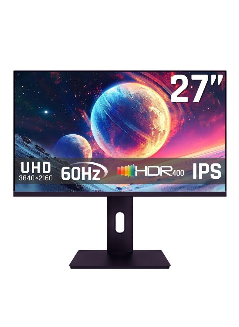 هاي لوك شاشة ألعاب IPS بدقة 4K UHD مقاس 27 بوصة، 60 هرتز، حامل قابل لتعديل الارتفاع، عناية بالعين مع تقليل الضوء الأزرق، شاشة كمبيوتر فائق الدقة للعمل والترفيه  - Image 1