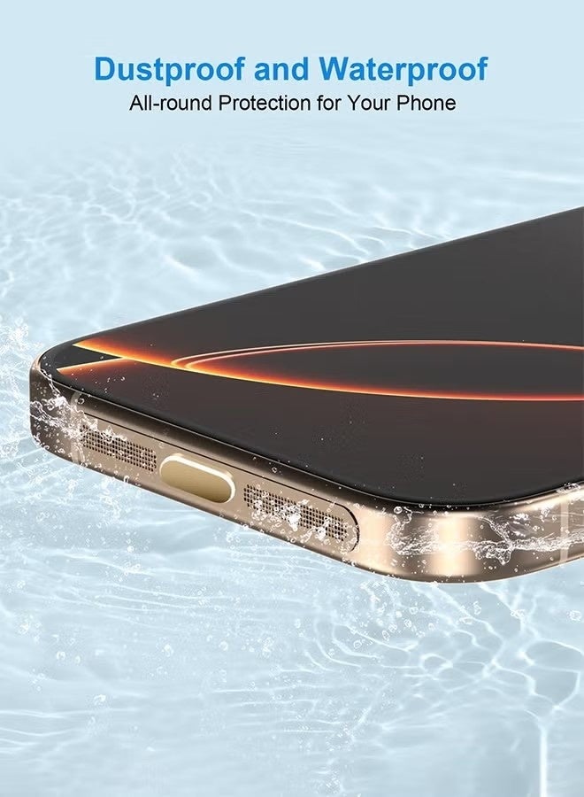 USB C Dust Plug, Phone Speaker Mesh and Anti Dust Port Cover, Phone Accessories for iPhone 16/16 Plus/16 Pro/iPhone 15/15 Pro Phone Speaker Dust Cover with Cleaning Brush & Clean Alcohol Pack (Gold) - Image 3