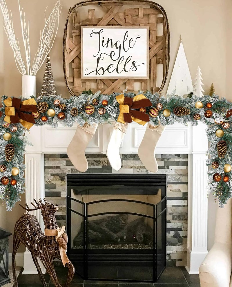 Arborus Christmas Garland for Front Door, 6 Foot Artificial Unlit Winter Garland with Pine Cones, Berry Clusters, Bronze Ball Ornaments and Ribbons for Thanksgiving Holiday Christmas Decoration - Image 4