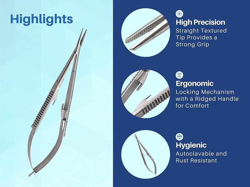 ARTMAN INSTRUMENTS 3 pcs Castroviejo Needle Holder 5.5 inches Straight with Lock | Dental Medical Ortho Surgical Needle Holder Locking | Veterinary Suture Restorative - Image 3