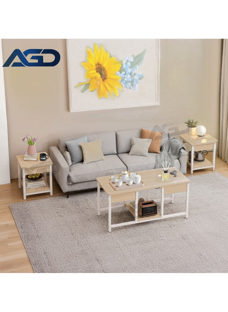 AGD 3-Piece Nesting Coffee Tables, Stackable Side Tables for Living Room, TV Stand, Open Storage - Image 2