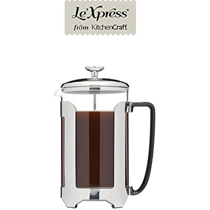 KitchenCraft Kclxcafe12Cp LeXpress Stainless Steel Cafetieres Twelve Cup 15 Litre Gift Boxed - Image 1