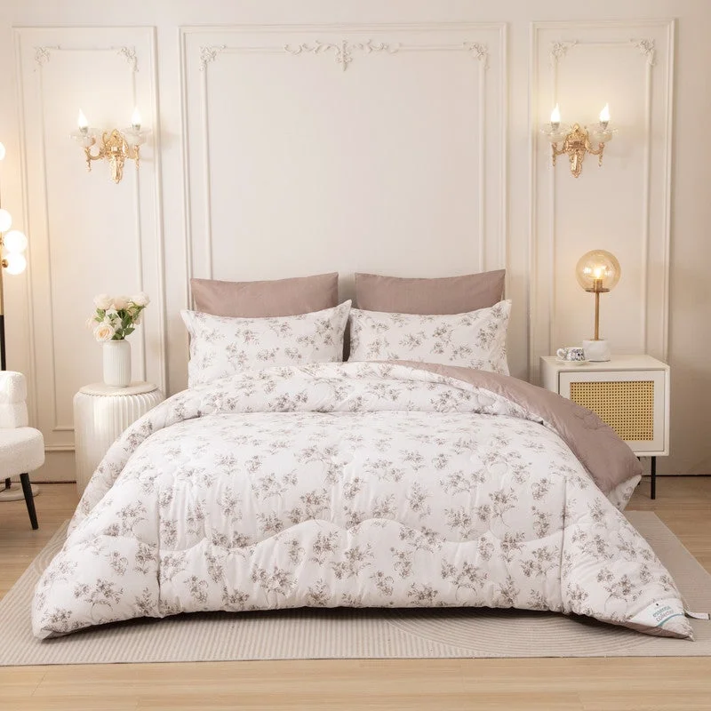 دوناتيلا طقم غطاء لحاف مطبوع، مقاس كوين يناسب 180 × 200 سم - طقم سرير مكون من 4 قطع، قماش ميكروفايبر ممشط - 1 غطاء لحاف، 1 شرشف مطاطي، 1 كيس مخدة شام، 1 كيس مخدة (الحشوة غير متضمنة)