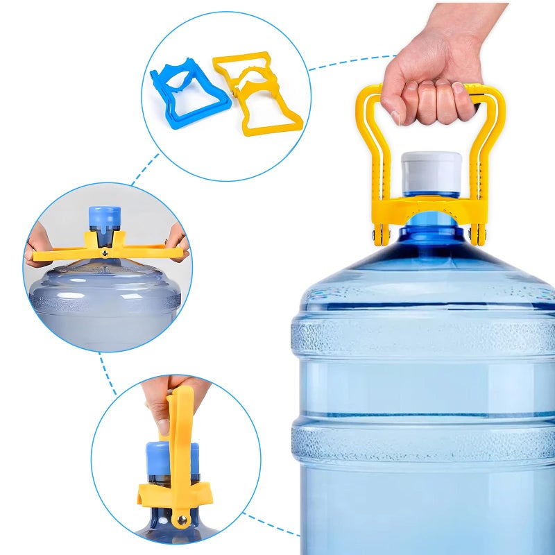 MERVK Multifunctional Advanced Ergonomic 5 Gallon Water Bottle Carrier, Fit 5 Gallon Bottle Caps, Lift with Handle (Blue&Yellow) - Image 4