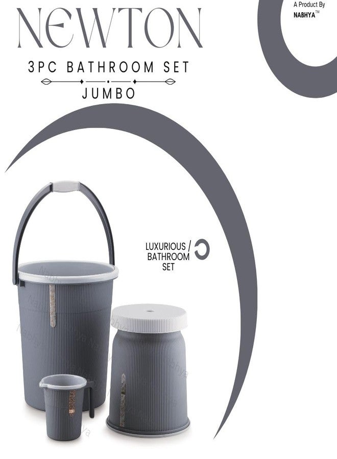 Nabhya Newton Jumbo 3 Pc Luxurious Complete Bathroom Set & Accessory for Home, Kitchen & Bathroom Set Includes 25 L Bucket, Big Heighted Stool & 1.5 L Mug (Black) - Image 3