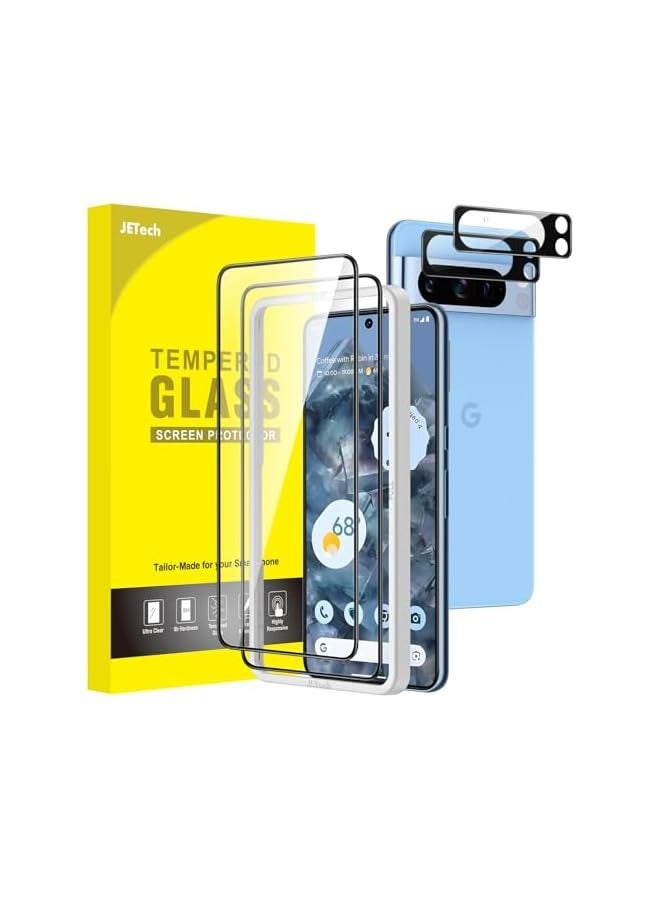 جي تيك واقي شاشة بتغطية كاملة لهاتف Google Pixel 8 Pro مع واقي عدسة الكاميرا، طبقة من الزجاج المقسى، أداة سهلة التركيب، متوافق مع معرف بصمة الإصبع، شفاف عالي الدقة، عبوتان لكل منهما - Image 1