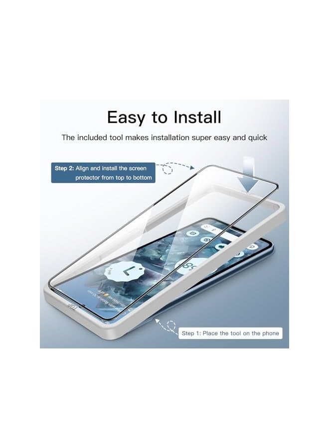 جي تيك واقي شاشة بتغطية كاملة لهاتف Google Pixel 8 Pro مع واقي عدسة الكاميرا، طبقة من الزجاج المقسى، أداة سهلة التركيب، متوافق مع معرف بصمة الإصبع، شفاف عالي الدقة، عبوتان لكل منهما - Image 4