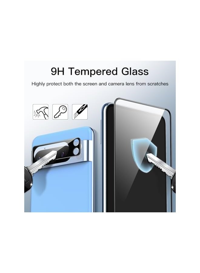 جي تيك واقي شاشة بتغطية كاملة لهاتف Google Pixel 8 Pro مع واقي عدسة الكاميرا، طبقة من الزجاج المقسى، أداة سهلة التركيب، متوافق مع معرف بصمة الإصبع، شفاف عالي الدقة، عبوتان لكل منهما - Image 5