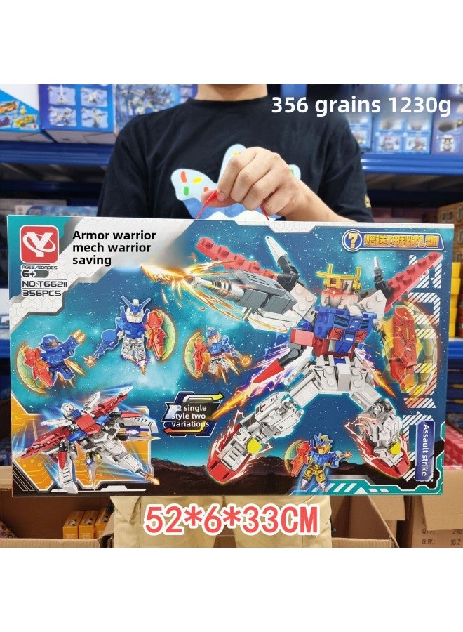 Children's Deformation Toy Robot Wasp Ares Dinosaur Boy Autobots Optimus Model School Institutional Gifts-Color:Changeable Mecha Warrior Blocks Gift Box - Image 1