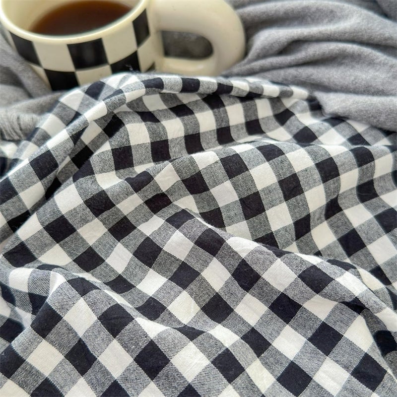 Mucalis Black White Gingham Duvet Cover King 100% Washed Cotton Black Plaid Checkered Duvet Cover Set Modern 3 Piece Grid Bedding Set with Zipper Closure Corner Ties,Durable,Breathable,Easy Care - Image 5